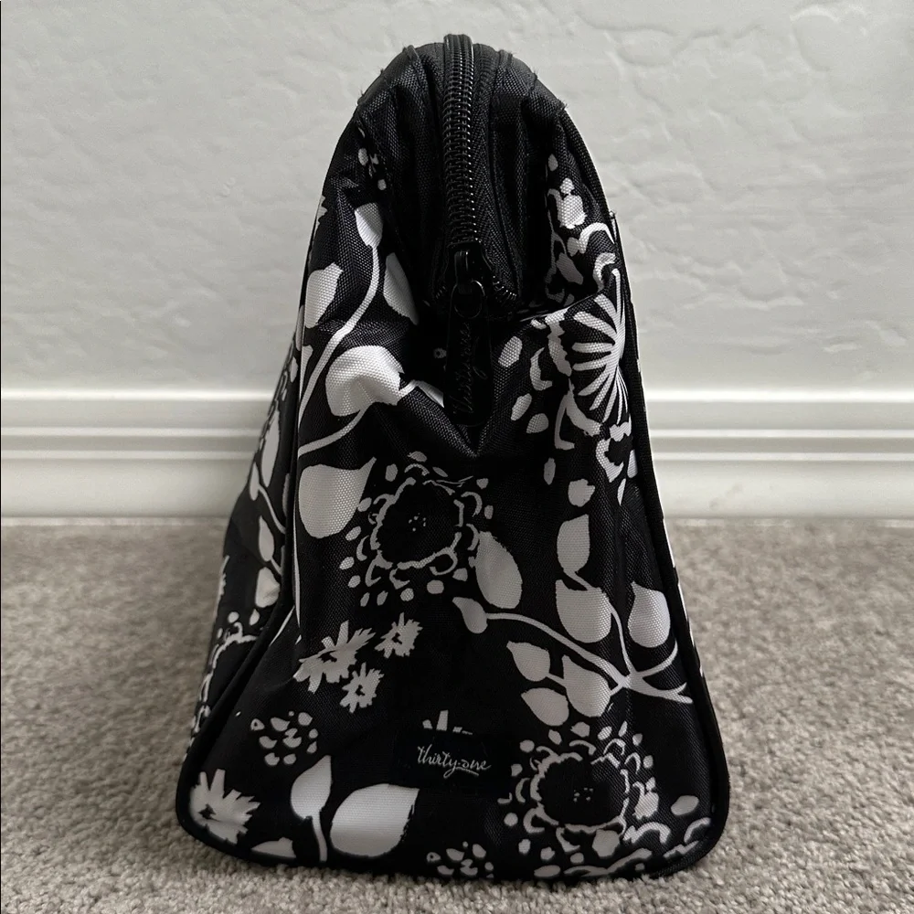 Thirty-one black and white print large cosmetic tote